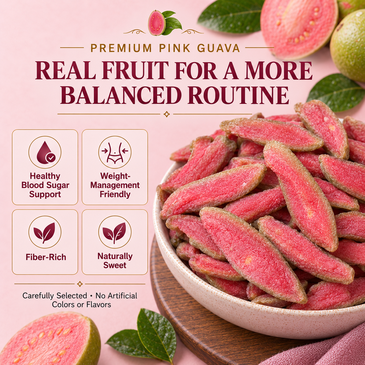 ❤️Say goodbye to high-calorie guilt!🍎Satisfy your cravings with ourfiber-rich Red Guava slices-Elon