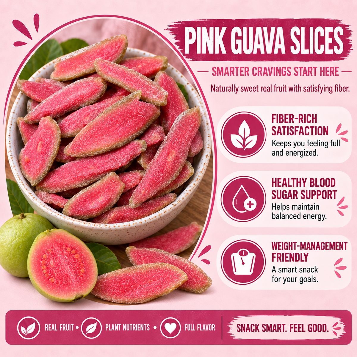 ❤️Say goodbye to high-calorie guilt!🍎Satisfy your cravings with ourfiber-rich Red Guava slices-Elon